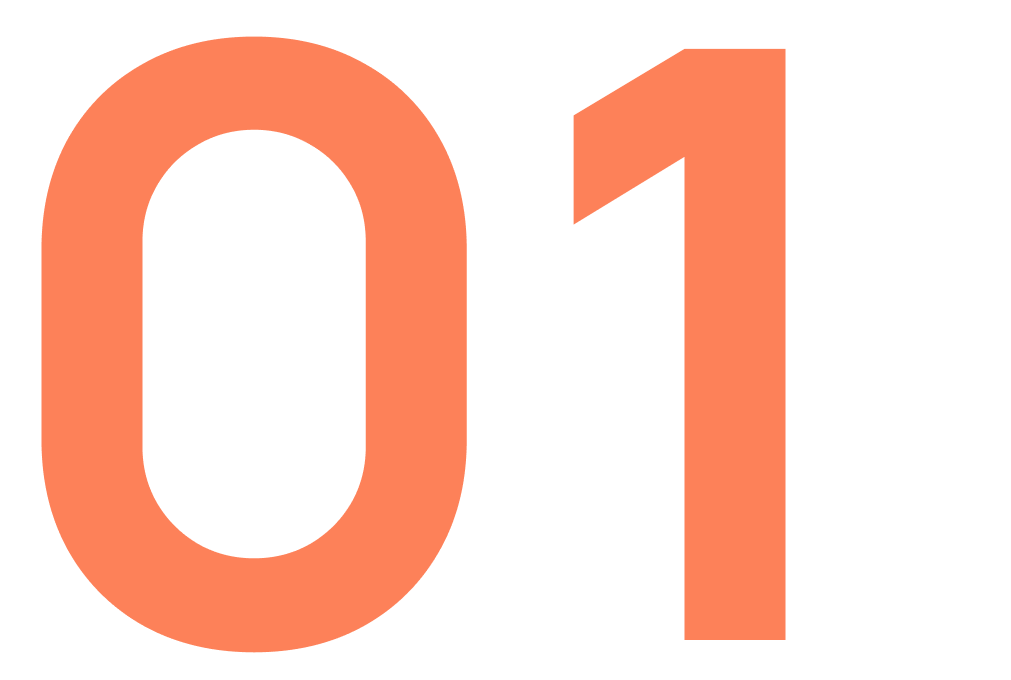 A large, bold number "01" in a bright orange color against a black background. The design is simple and modern.