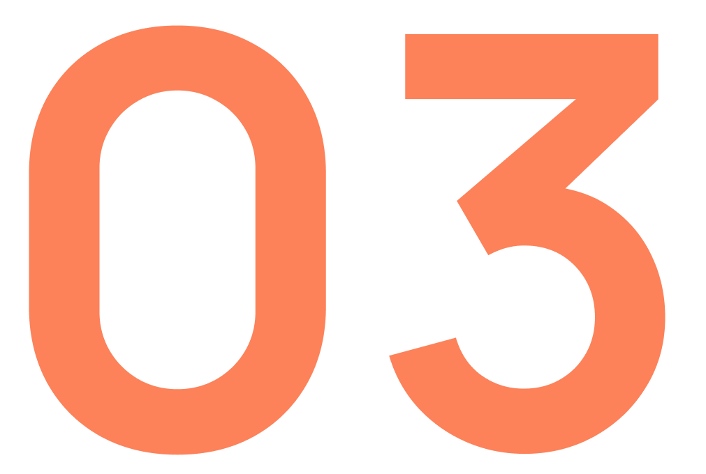 A large, bold number "03" in a bright orange color against a black background. The design is simple and modern.
