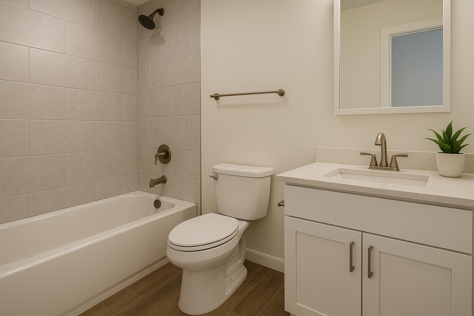 Bathroom remodeling with tile, faucet, and toilet replacement for a clean and modern finish.